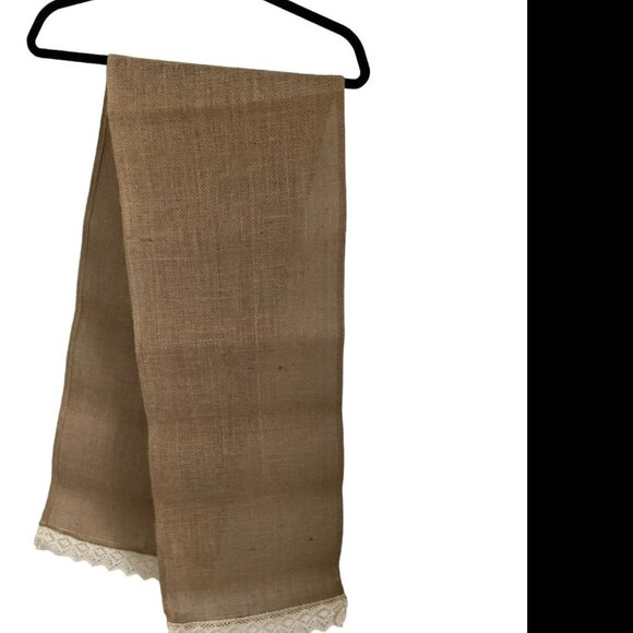 BNWOT TABLE RUNNER 100% JUTE WITH LACE  12X72 INCHES - Picture 2 of 3